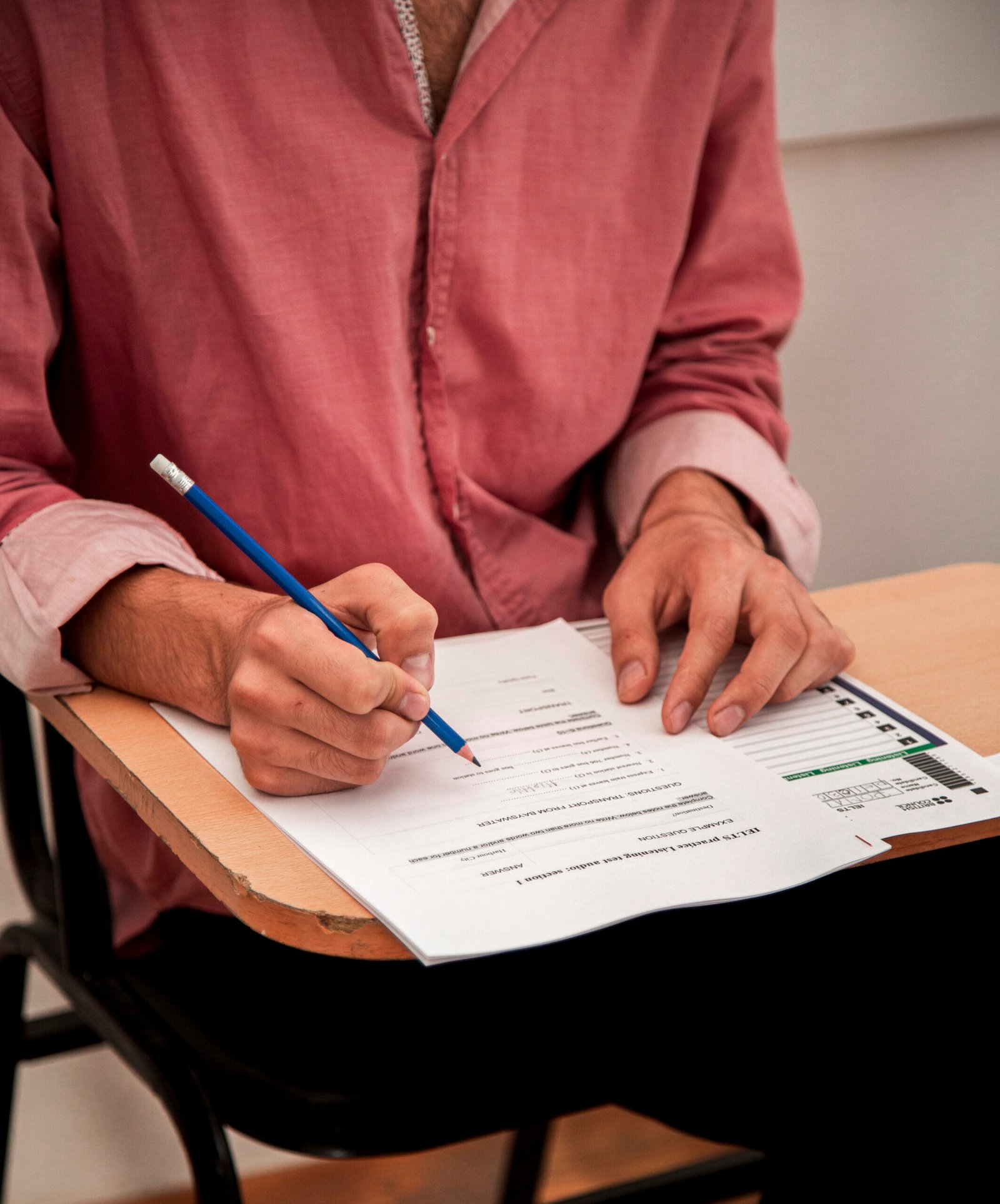 taking examination job application form filling by female candidate